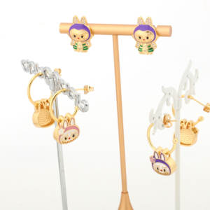 Новые серьги-гвоздики NYH с позолотой 18 карат, разноцветные, с подвесками в виде капли масла, милые, для девочек и детей - Product Image 3