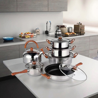 Ensemble de casseroles à induction à poignée Stay-Cool avec couvercles compatibles avec les repas de famille Batterie de cuisine à induction en acier inoxydable 12 pièces