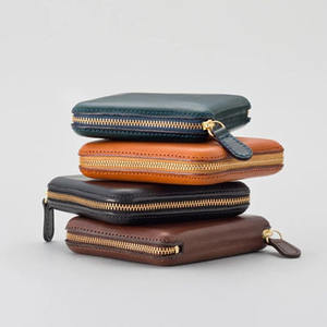 Vegetable Tan Leather Wallet Mens Credit Card Holder <strong>Small</strong> <strong>Zip</strong> <strong>Around</strong> Wallet Minimalist <strong>Zip</strong> Business <strong>Purse</strong> with Coin Pouch - Product Image 3