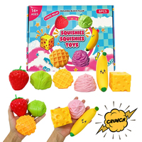 Jouets anti-stress promotionnels en gros, prêts à l'emploi, à presser, aux textures croquantes, saveurs fraise, chou, gaufre, fromage, banane, beurre