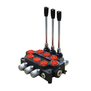 Válvula de control hidráulico monobloque con 5 palancas de control y tapas rojas para piezas de motor de maquinaria - Product Image 2