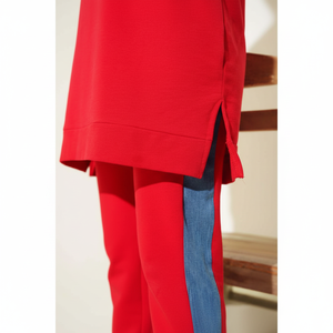 Conjunto de 2 Piezas de Túnica con Adornos de Mezclilla Roja TR L/S - Product Image 1