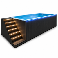 Piscine Conteneur Moderne 2026 de 6,2 m en Fibre de Verre de Haute Qualité avec Éclairage LED, Gris Mat Luxe Sans Rampe