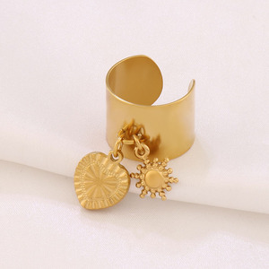 Anillo <span class=keywords><strong>Ex</strong></span> <span class=keywords><strong>Voto</strong></span> de Acero Inoxidable Chapado en Oro, Cruz y Medalla, Medalla DE LA Virgen María en Anillo, Estrella de Mar, Concha y Perla - Product Image 5