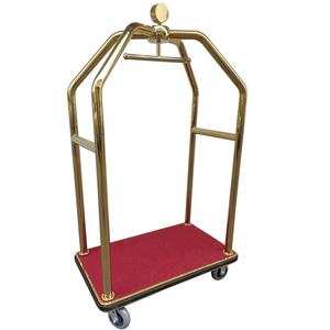 Modern Foldable Stainless Steel Luggage Cart Titanium Chrome Finish Durable Hotel Lobby Hand <strong>Trolley</strong> 200pounds Load Capacity - Product Image 5