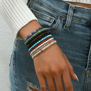 Geometric <b>Beaded</b> Bracelet <b>Set</b> Handcrafted High End Design Versatile For Women Fashion Jewelry Accessory - Product Image 1