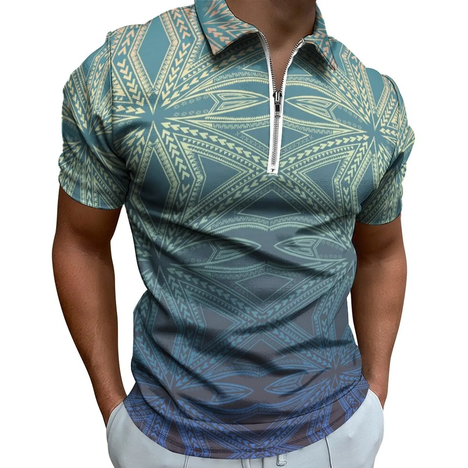 도매 samoan 인쇄 폴로 셔츠 큰 사이즈 남성 셔츠 캐주얼 턴 다운 칼라 짧은 소매 탑 여름 폴리네시아 남성 폴로 셔츠