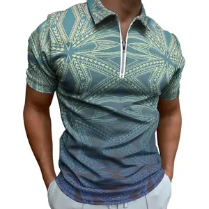 Wholesale Samoan Print Polo Shirt Big Size Men Shirt Casual Turn-down Collar Short Sleeve Tops Summer Polynesian Men Polo Shirts