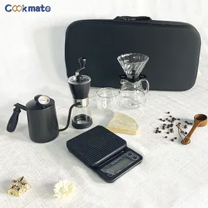 Low Price 600ml Black Telfons Coated Gooseneck Coffee Kettle Grinder Paper Filter V60 Arabic Coffee Maker Tool Set