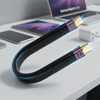 Câble de charge rapide pour téléphone FPC populaire de 13 cm, PD 100W, 40 Gbps, type C vers type C, câble de données court pour transfert de gros fichiers