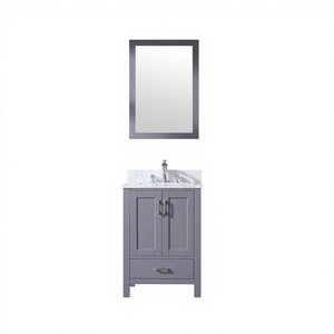 Meuble-lavabo moderne haut de gamme autoportant de 24 pouces avec vasque en céramique et caractéristiques résistantes à l'eau - Product Image 1