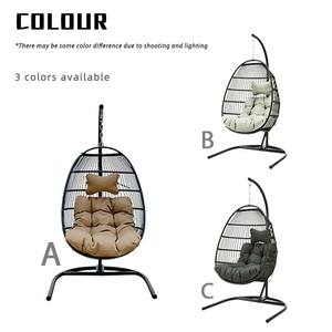 Single Rocking Basket Round Frame Hanging EGG <b>Garden</b> Rattan <b>Swing</b> Chair - Product Image 5