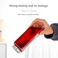 Vierkante Lege Plastic Sapflessen Voor Huisdieren 8Oz 12Oz 16Oz 300Ml 500Ml Wegwerp Draagbare Schroef Drank Koffie Thee Soda Custom Logo