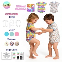 Combinaisons pour bébé en bambou côtelé à prix réduit, pyjamas d'été pour enfants à motifs, vente en gros