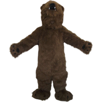 Costume de mascotte ours brun en peluche super doux pour adultes, idéal pour Halloween, clowns et thèmes de cirque, avec une excellente visibilité
