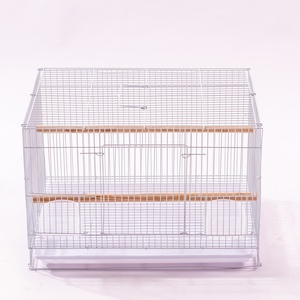Steel Wire Rectangle Pet Cage with Plastic Tray and Horizontal <b>Sliding</b> Door for Small Birds Indoor Use - Product Image 1