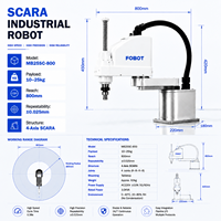 Robot Industrial SCARA FOBOT Mb25sc-800 de 4 Ejes, Carga Útil de 25 kg, Alcance de 800 mm, Integración SI, Control PLC para Manipulación de Carga Pesada