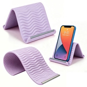 Custom <b>Silicone</b> Foldable Phone Stand Creative Flexible Portable Non-slip Adjustable Height Desktop Tablet Cell Phone Holder - Product Image 3