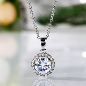 Collana con ciondolo in cristallo Halo per donna, gioielli alla moda, regalo di compleanno - Product Image 6