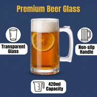 Grande tasse à bière en plastique PC transparent de qualité alimentaire, incassable, grande capacité, avec poignée