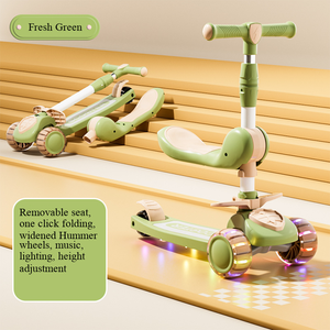 Trottinette Enfant Personnalisable 2-en-1 3-en-1 3 Roues en Plastique pour Filles et Garçons, 1-3-6-8 Ans, avec Siège et Pédales - Product Image 3