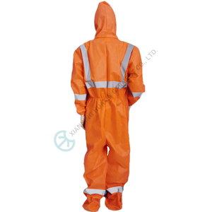 Wasserdichter, antistatischer, asbestresistenter, radioaktivem Partikelschutzmittel beständiger Overall, leuchtend orange, Schutzklasse C - Product Image 2