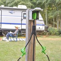 Kabel Adaptor RV Y 50 Amp Male Dua 30 Amp Female |   Pegangan Pemutus Sambungan Stopkontak Betina TT-30R dengan Steker Jantan 14-50P (Hijau/Hitam)