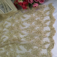 Tissu en dentelle guipure cordonnée dorée à motifs floraux, tissu brodé pour accessoires vestimentaires, robes de mariée et robes de spectacle