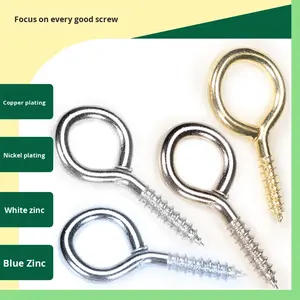 Vis à œil nickelées de grade 4.8, vis autotaraudeuses à serrage manuel, accessoires à crochet à extrémité fermée en zinc blanc, anneaux à œil - Product Image 2