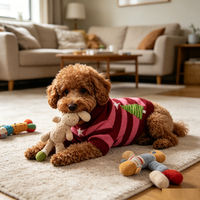 Pull de Noël mignon pour chien, col roulé en tricot avec motif d'arbre de Noël et d'étoile, vêtements chauds d'hiver pour chiots et chatons