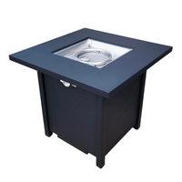 Mesa de Acero para Fogatas a Gas de 28 Pulgadas, 15,000 BTU, Control de Llama Ajustable, Mesa Moderna para Exteriores de Propano, Suministro de Fábrica