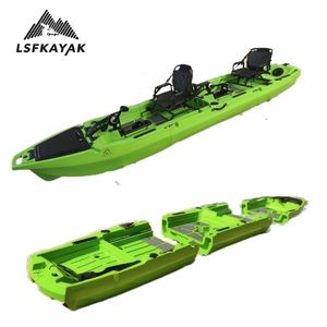 Kayak modulaire LSF 4,5 m pour 2 personnes, kayak à pédales, <span class=keywords><strong>bateau</strong></span> <span class=keywords><strong>de</strong></span> pêche pour la mer et les sports <span class=keywords><strong>de</strong></span> plein air, pédales <span class=keywords><strong>avec</strong></span> ailerons en HDPE durable - Product Image 5
