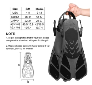 Snorkel Fins Adjustable Buckles Open Heel Swim Flippers Travel Size Short Swim Fins for Snorkeling Diving Swimming Adult - Product Image 3