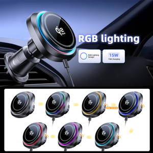 Support de téléphone magnétique sans fil 25W pour éclairage RGB 2.2, fixation sur grille d'aération de voiture, <span class=keywords><strong>chargeur</strong></span>, support de téléphone portable réglable en hauteur pour bureau - Product Image 2