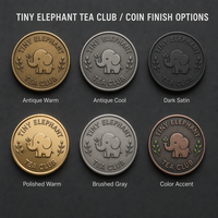 Pièce de monnaie commémorative personnalisée en alliage de zinc avec relief 3D, petit éléphant, souvenir métallique du club du thé, avec boîte, sans quantité minimale de commande