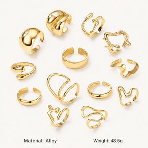 Trendy Gold Plated Vintage Geometric Chunky <b>Rings</b> Set for Women High Quality Fashion Jewelry <b>Thick</b> Finger <b>Rings</b> Wedding Gift - Product Image 5