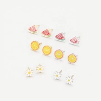 Boucles d'oreilles Offre Spéciale personnalisées en acier inoxydable plaqué or 18 ct bijoux de fruits fantaisie pour enfants boucles d'oreilles mignonnes de pastèque
