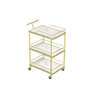 Carro de salón de belleza móvil con <span class=keywords><strong>ruedas</strong></span>, construcción de metal y MDF, carro organizador con soportes para secadora para cosmetología - Product Image 4