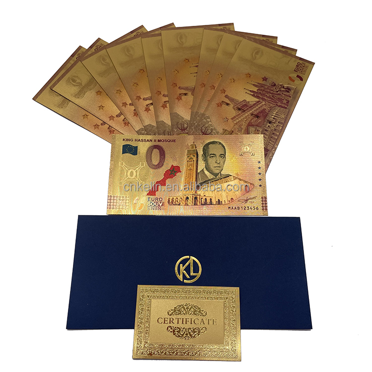 12 Designs 0 Euro Money Bill - 24K Gold Foil Plated Banknote