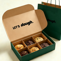 Boîtes à pâtisserie personnalisées biodégradables pour biscuits et donuts, en papier alimentaire, avec logo