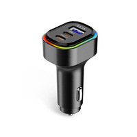 KC-12 Pengisi Daya Mobil Ekspansi Depan/Belakang Multi Port USB Tipe-C/7 Lampu Ambient RGB Warna-warni Pengisian Daya QC/Adaptor Daya Pengisian Daya PD