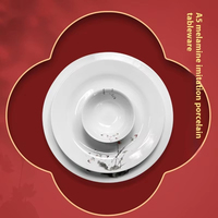 Ensemble de vaisselle commerciale de luxe légère bols à riz jetables en mélamine assiettes kit complet d'ustensiles porcelaine rétro de haute qualité