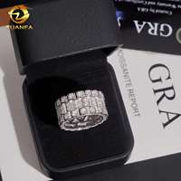 Bague Hip-Hop Homme Prête à l'Expédition en Argent Sterling 925 avec Diamants Moissanite VVS Effet Glacé Multi-Rangées – Bijou Tendance