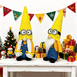 Gnomo Navideño <span class=keywords><strong>de</strong></span> Peluche Estilo Minion Hecho a Mano, Personaje <span class=keywords><strong>de</strong></span> Dibujos Animados Amarillo, Tomte Escandinavo, Decoración <span class=keywords><strong>de</strong></span> Escritorio, Regalo Navideño - Product Image 4