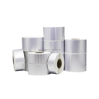 Etiquetas Adhesivas de PET en Rollo, Color Plata Mate, Resistentes al Agua, para Códigos de Barras, Uso Industrial y de Almacén, Marca Haoxuan