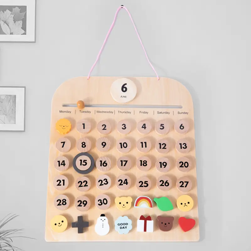 New toys 2023 kids mayor Children's wooden calendar baby cognitive tool desk calendar pendant perpetual calendar toys