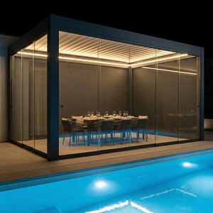 Pergola solaire avec système d'alimentation électrique, <span class=keywords><strong>abri</strong></span> économe en énergie pour terrasse et <span class=keywords><strong>piscine</strong></span> extérieures, pergola motorisée électrique - Product Image 1