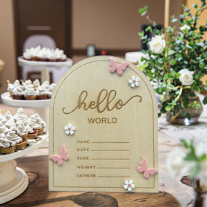 Fée porte Style bébé Souvenir sculpté à la main en bois hôpital annonce de <span class=keywords><strong>naissance</strong></span> - Product Image 3