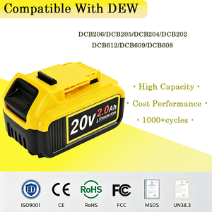 Batterie rechargeable longue durée 20V 2Ah, batterie de remplacement pour outil électrique compatible avec la série DEW DCB206/DCB205/DCB204 - Product Image 1