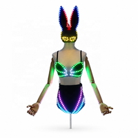 Costume de lapin LED avec éclairage RGB, ensemble soutien-gorge et culotte lumineux, masque de lapin inclus, pour danseuses Gogo, boîtes de nuit, bars, scènes et spectacles.